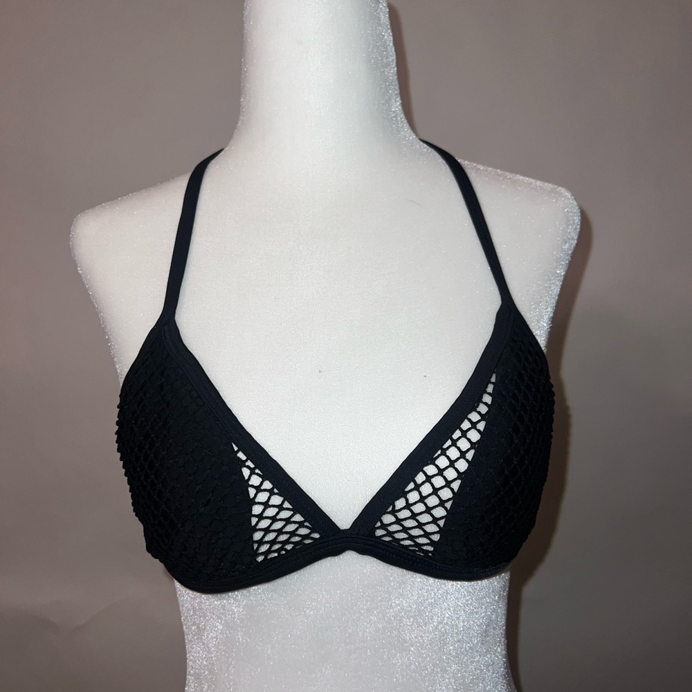 Fishnet black bikini top